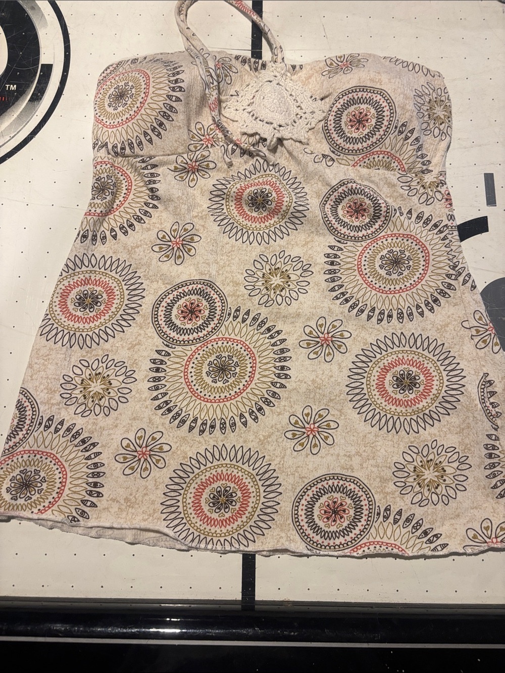 Self Esteem Cream A-Line Skirt with Multicolor Medallion Print